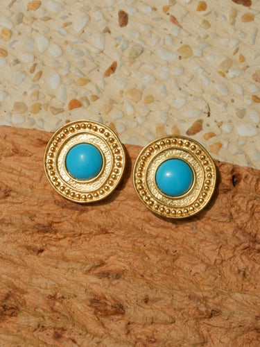 Turquoise Spirit Earrings | Gold-Plated Design for Emotional Balance and Wisdom Energy