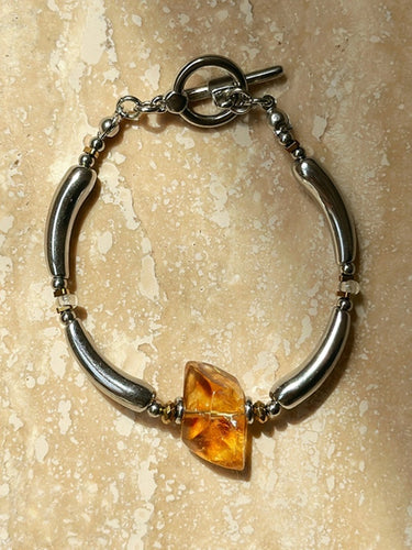 Wealth Attraction Bracelet – Citrine and Titanium Steel for Prosperity Energy