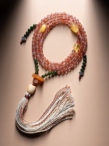 Ember Prayer Mala – South Red Agate 108 Bead Necklace-Bracelet for Spiritual Protection