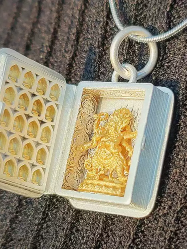 Sacred Tome Pendant Sterling Silver Gild for Blessing Light