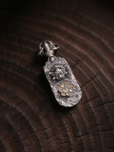 Lotus Protector Pendant - Sterling Silver with Gold Accents