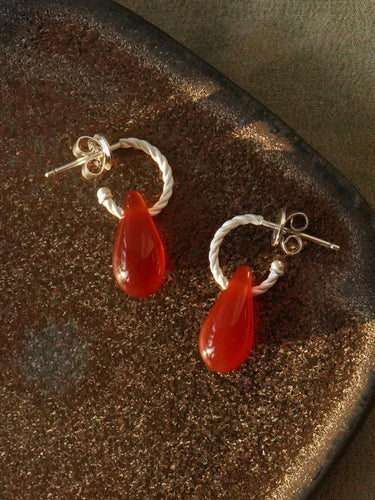 Ignite Your Inner Power – Red Agate and Silver Earrings