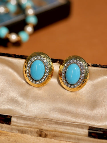 Perception Elevation Turquoise Earrings | Gold-Plated Design with Synthetic Turquoise