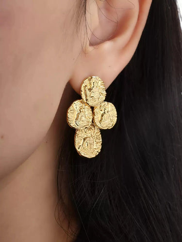 【Eroded Buddha】Gold-Plated Earrings Echoes of Enlightenment in Stone