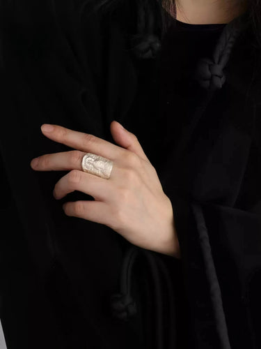 Wind-Carved Buddha Silver Ring – A Sacred Symbol of Protection and Presence