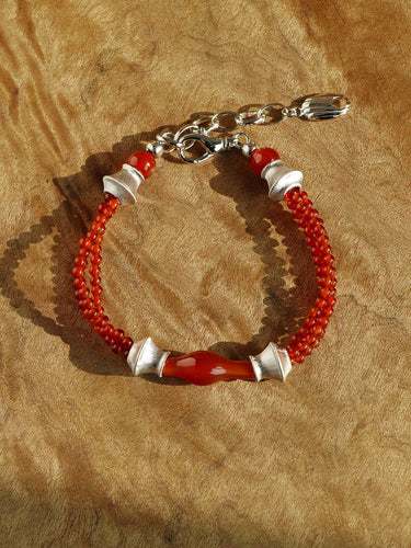 Empowerment Red Agate Bracelet with Sterling Silver Accents