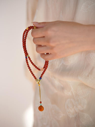 Guardian Spirit Mala – Red Agate, South Red, and Amber Beads for Protection