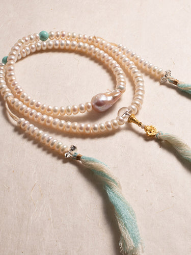 Eternal Purity Mala – Pearl Necklace & Bracelet