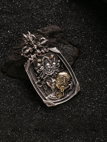 Guardian Deity Pendant - Sterling Silver with Gold Accents
