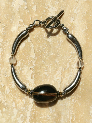 Purity Bracelet – Smoky Quartz and Titanium Steel for Clarity and Clean Energy