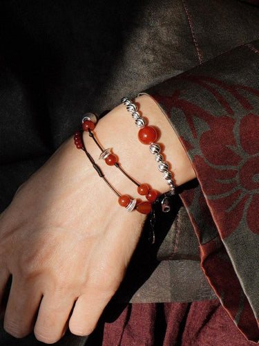 Confidence Red Agate Bracelet with Sterling Silver Accents