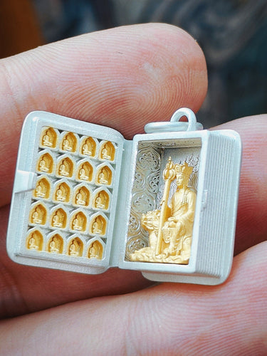 Guardian Ksitigarbha Book Pendant Sterling Silver Gold for Blessing Guidance