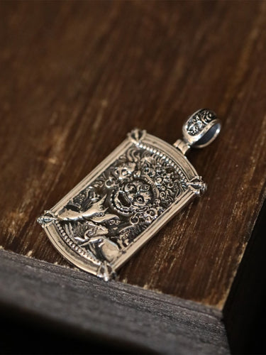Vajra Protector Pendant - Sterling Silver with Intricate Himalayan Design