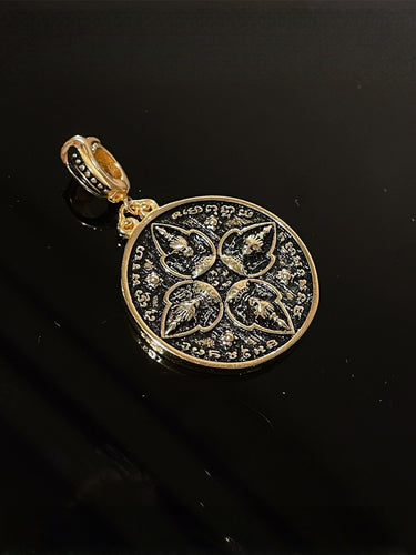 Four-Faced Buddha Mantra Pendant – Gold-Plated Sterling Silver Talisman Necklace
