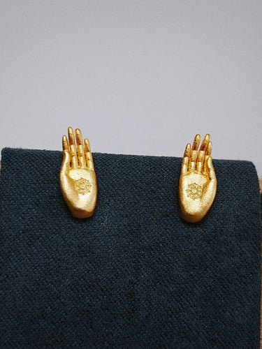 Gilded Hand Blessing Earrings - Gilded Symbol of Protection