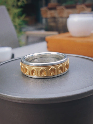 Lotus Blessing Ring | Sterling Silver and Gold Protective Energy Band