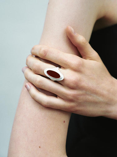 Agate Dharma Ring – Oval Sterling Silver Ritual Seal