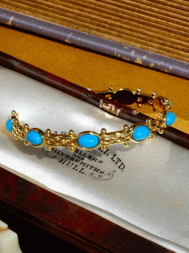 Wealth Energy Turquoise Bangle | Gold-Plated Design with Synthetic Turquoise