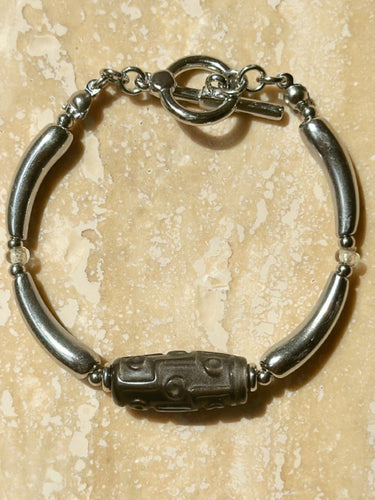 Wealth Obsidian Bracelet with Titanium Steel Accents