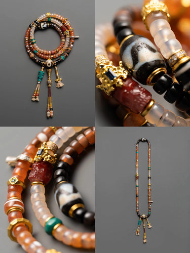 Temple Light Beads – Gilded Totem Necklace & Bracelet for Blessing Energy