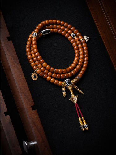 Ember Prayer Beads – Blessing Necklace & Bracelet with Gilded Vajra Charm