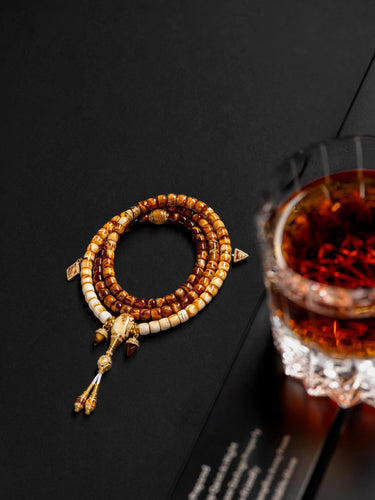 Blessing Orbit – Gilded Prayer Beads Necklace & Bracelet