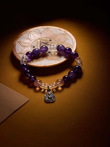 Amethyst Peace Bracelet with Tibetan Silver Charm