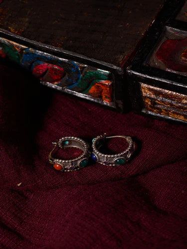 Celestial Vitality Lapis & Agate Hoop Earrings – Empower Your Spirit with Natural Elegance