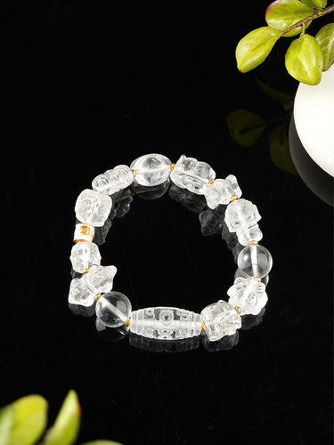 Sacred Calm Bracelet – Clear Quartz and Dzi Beads for Peace and Harmony