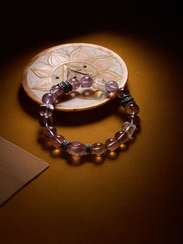 Amethyst Peace Bracelet with Tibetan Silver Charm