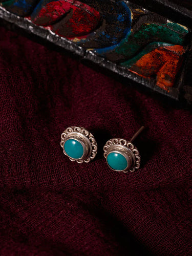 Turquoise Blossom Earrings – Sterling Silver & Raw Turquoise