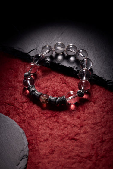 Clear Quartz Energy Bracelet with Tibetan Silver Beads