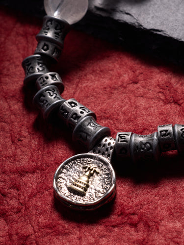 Sacred Quartz Healing Bracelet with Tibetan Silver Charm