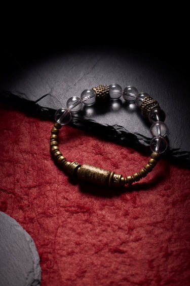Clear Vision Healing Bracelet - Crystal & Antique Brass