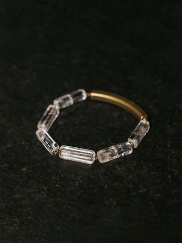 Rectangular Clear Quartz Bracelet – with Gold-Plated Accents