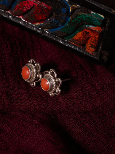 Vibrant Red Coral Stud Earrings – Sterling Silver & Love Energy