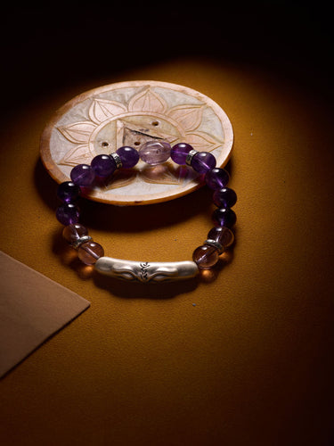 Amethyst Serenity Bracelet with Tibetan Silver Charm