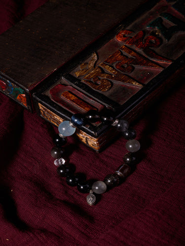 Protective Power Bracelet - Aquamarine & Black Obsidian