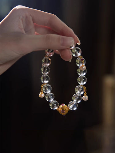 Crystal Serenity Bracelet – Clear Quartz Beads for Peace and Calm