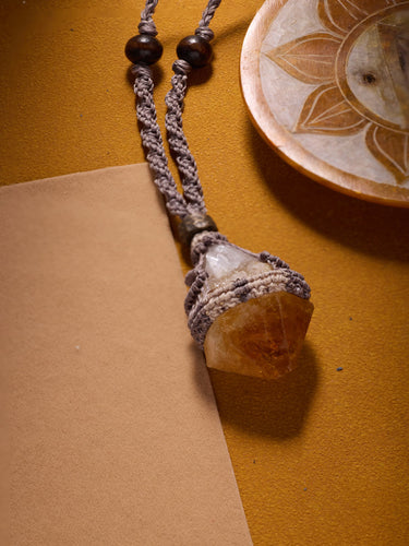 Golden Citrine Quartz Healing Pendant