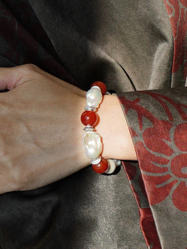 Radiant Harmony Red Agate & Pearl Confidence Bracelet