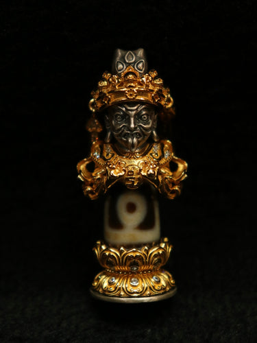 Fierce Guardian Dzi Bead Pendant –  Protector for Strength & Blessings