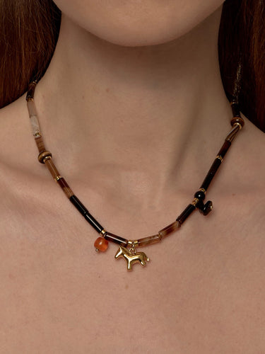 Courage and Protection Agate Horse Totem Energy Necklace
